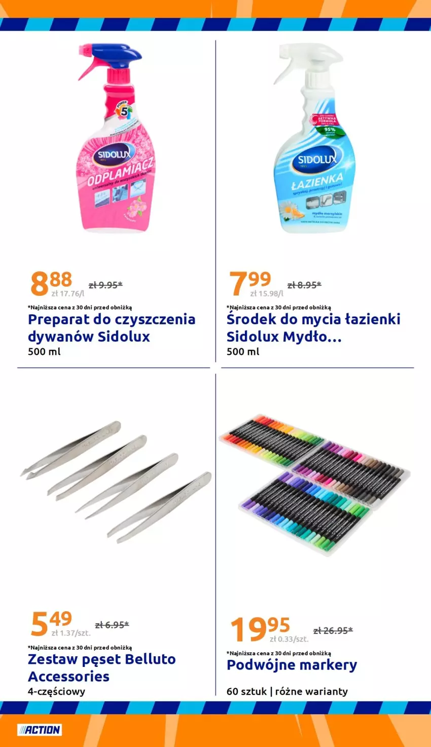 Gazetka promocyjna Action - Gazetka tydzień 36 2026 - ważna 02.09 do 08.09.2026 - strona 32 - produkty: Bell, Dywan, Marker, Mydło, Preparat do czyszczenia, Sidolux