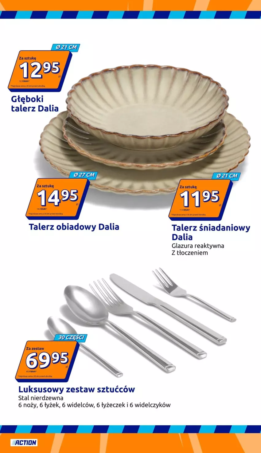Gazetka promocyjna Action - Gazetka tydzień 36 2026 - ważna 02.09 do 08.09.2026 - strona 5 - produkty: Glazura, Lazur, Noż, Talerz, Talerz obiadowy, Zestaw sztućców