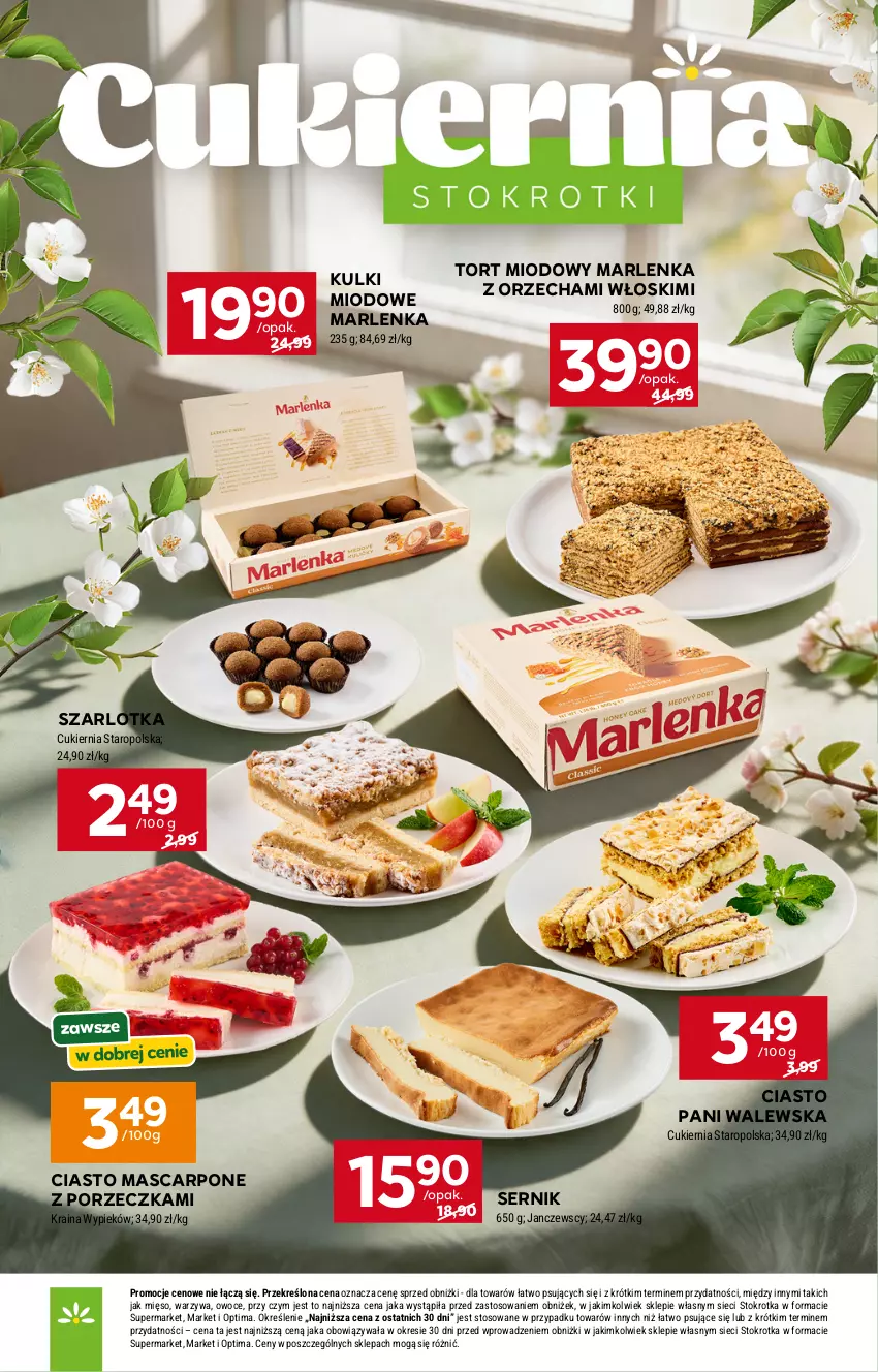 Gazetka promocyjna Stokrotka - Market - ważna 07.05 do 13.05.2026 - strona 26 - produkty: Cukier, Mascarpone, Mięso, Optima, Owoce, Por, Ser, Szarlotka, Warzywa