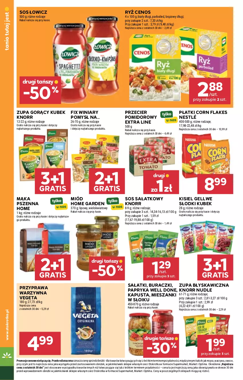 Gazetka promocyjna Stokrotka - Market - ważna 07.05 do 13.05.2026 - strona 27 - produkty: Buraczki, Cenos, Corn flakes, Gra, Kisiel, Knorr, Kubek, Mąka, Mąka pszenna, Mięso, Miód, Nestlé, Optima, Owoce, Papryka, Ryż, Sałat, Sos, Vegeta, Warzywa, Winiary, Zupa