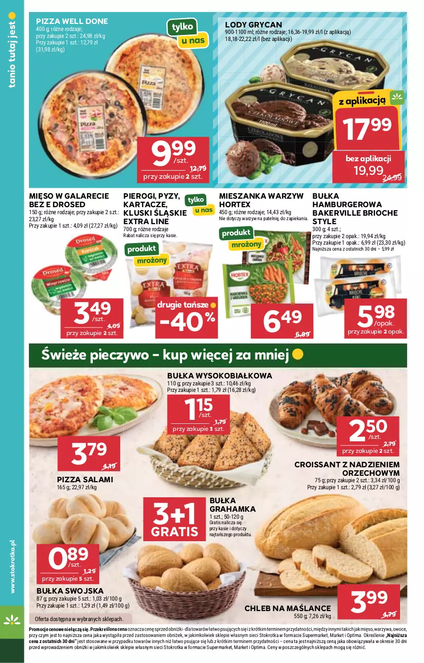 Gazetka promocyjna Stokrotka - Market - ważna 07.05 do 13.05.2026 - strona 29 - produkty: Bułka, Bułka grahamka, Bułka hamburger, Burger, Chleb, Croissant, Gala, Gra, Gry, Hamburger, Hortex, Lody, Mięso, Mięso w galarecie, Mieszanka warzyw, Optima, Owoce, Piec, Pieczywo, Pierogi, Pizza, Salami, Sok, Warzywa