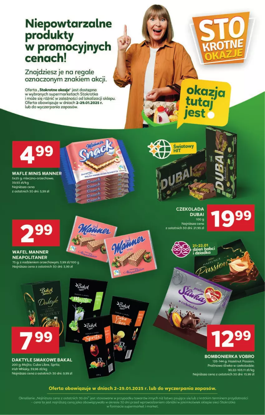 Gazetka promocyjna Stokrotka - Supermarket Opole/Radom - ważna 03.01 do 08.01.2025 - strona 14 - produkty: Czekolada, Daktyle, Papaja, Wafle, Whisky