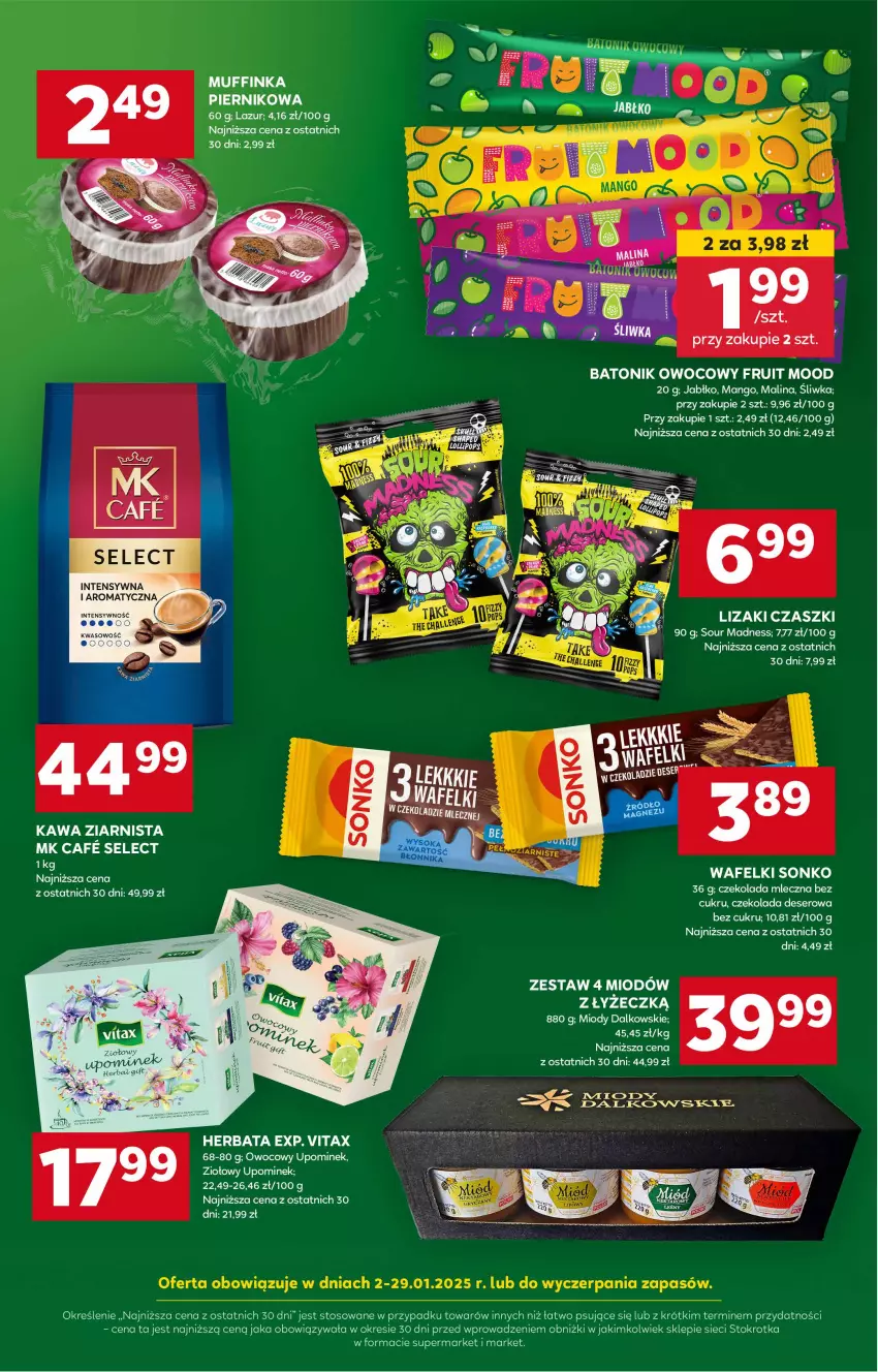 Gazetka promocyjna Stokrotka - Supermarket Opole/Radom - ważna 03.01 do 08.01.2025 - strona 15 - produkty: Baton, Czekolada, Czekolada mleczna, Deser, Herbata, Inka, Kawa, Kawa ziarnista, Lazur, Lizaki, Mango, Piernik, Ser, Sonko, Tonik, Vitax