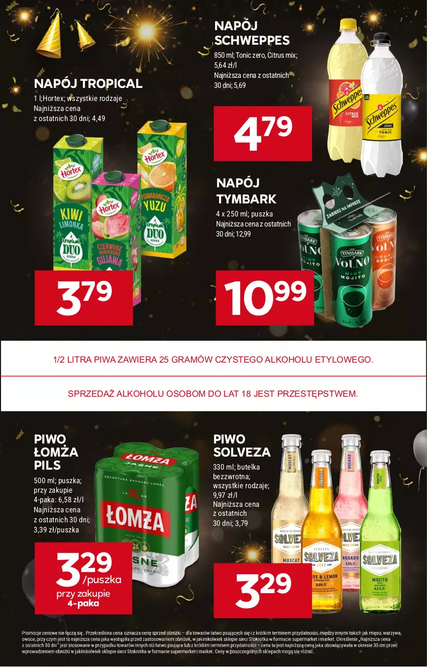 Gazetka promocyjna Stokrotka - Supermarket Opole/Radom - ważna 03.01 do 08.01.2025 - strona 23 - produkty: Gra, Hortex, Napój, Piwa, Piwo, Schweppes, Tropical, Tymbark