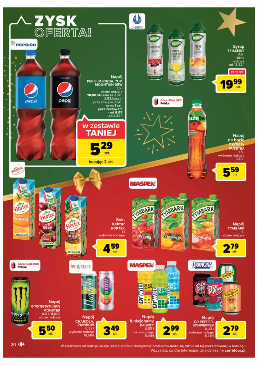 Gazetka promocyjna Carrefour - Gazetka Carrefour - ważna 06.12 do 11.12.2022 - strona 20 - produkty: 7up, Coca-Cola, Dior, Kosz, LG, Mirinda, Napój, Pepsi, Syrop