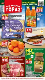 Gazetka promocyjna Topaz - Gazetka - Gazetka - ważna od 07.12 do 07.12.2022 - strona 1 - produkty: Kawa rozpuszczalna, Top, Sok, Szynka wieprzowa, Kawa, Szynka, Mleczko, Czekolada, Jacobs, Waga, Milka