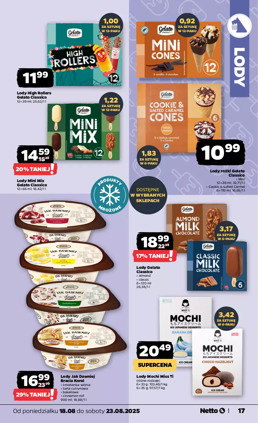 Gazetka promocyjna Netto - Od Poniedziałku - ważna 18.08 do 23.08.2025 - strona 17 - produkty: Lody, Roller, Tarta