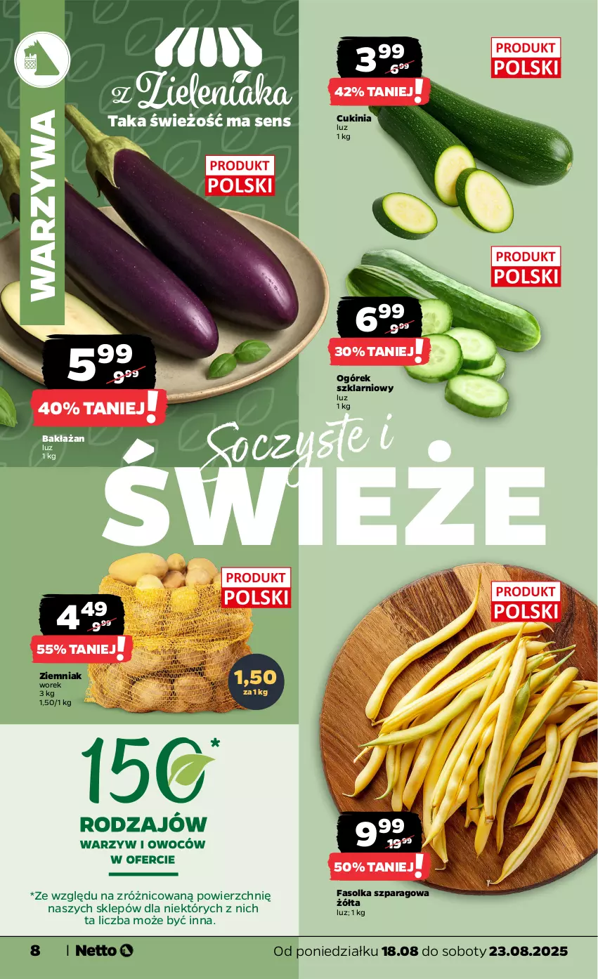 Gazetka promocyjna Netto - Od Poniedziałku - ważna 18.08 do 23.08.2025 - strona 8 - produkty: Fa, Ogórek, Warzywa