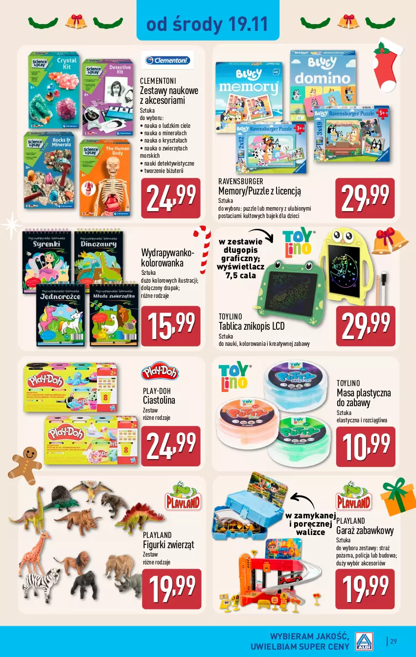 Gazetka promocyjna Aldi - Pełna oferta - ważna 17.11 do 22.11.2025 - strona 29 - produkty: Burger, Długopis, Drapak, Dzieci, Garaż, Gra, Kolorowanka, Play-Doh, Por, Puzzle, Ravensburger, Straż pożarna, Znikopis, Zwierzęta