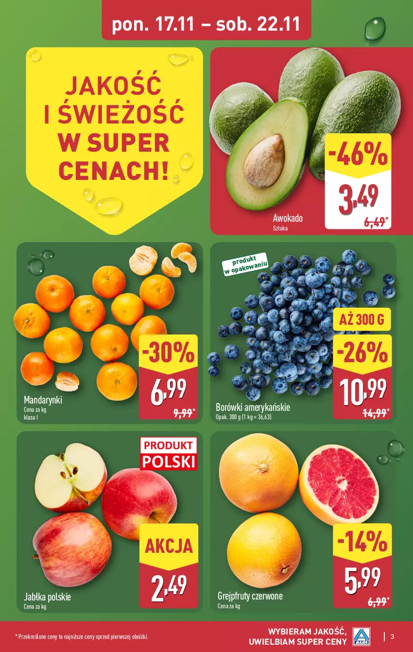 Gazetka promocyjna Aldi - Pełna oferta - ważna 17.11 do 22.11.2025 - strona 3 - produkty: Grejpfrut, Jabłka, Mandarynki