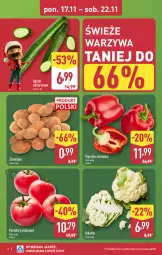 Gazetka promocyjna Aldi - Pełna oferta - Gazetka - ważna od 22.11 do 22.11.2025 - strona 2 - produkty: Kalafior, Warzywa, Papryka czerwona, Papryka, Ziemniaki, Pomidory