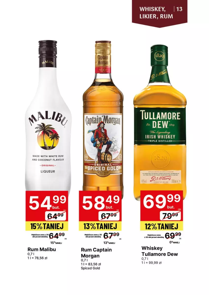 Gazetka promocyjna Delikatesy Centrum - DeliBarek DC19-DC20 - ważna 06.05 do 19.05.2024 - strona 13 - produkty: Gin, Malibu, Rum, Tullamore Dew, Whiskey