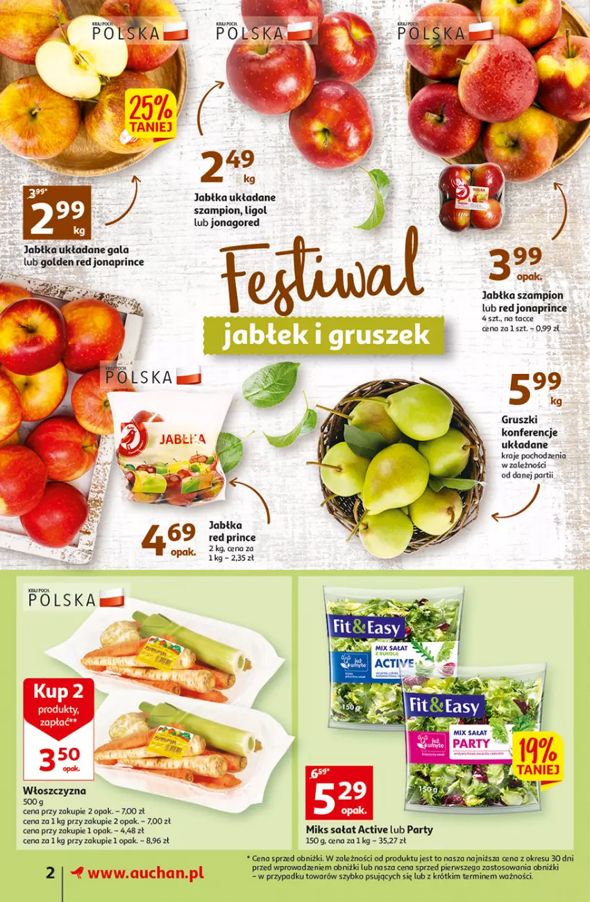 Gazetka promocyjna Auchan - Gazetka Rewelacyjne Wielopaki Supermarket Auchan - ważna 23.02 do 01.03.2023 - strona 2 - produkty: Gala, Gruszki, Jabłka, Ligol, O nas, Sałat, Szampion