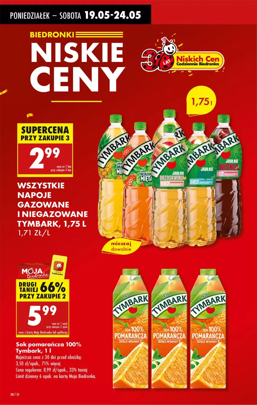 Gazetka promocyjna Biedronka - Od Poniedziałku - ważna 19.05 do 24.05.2025 - strona 10 - produkty: Napoje, Sok, Tymbark