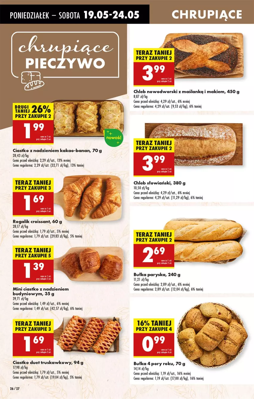 Gazetka promocyjna Biedronka - Od Poniedziałku - ważna 19.05 do 24.05.2025 - strona 30 - produkty: Bułka, Chleb, Croissant, Fa, Kakao, Leon, Por, Rogal, Tera