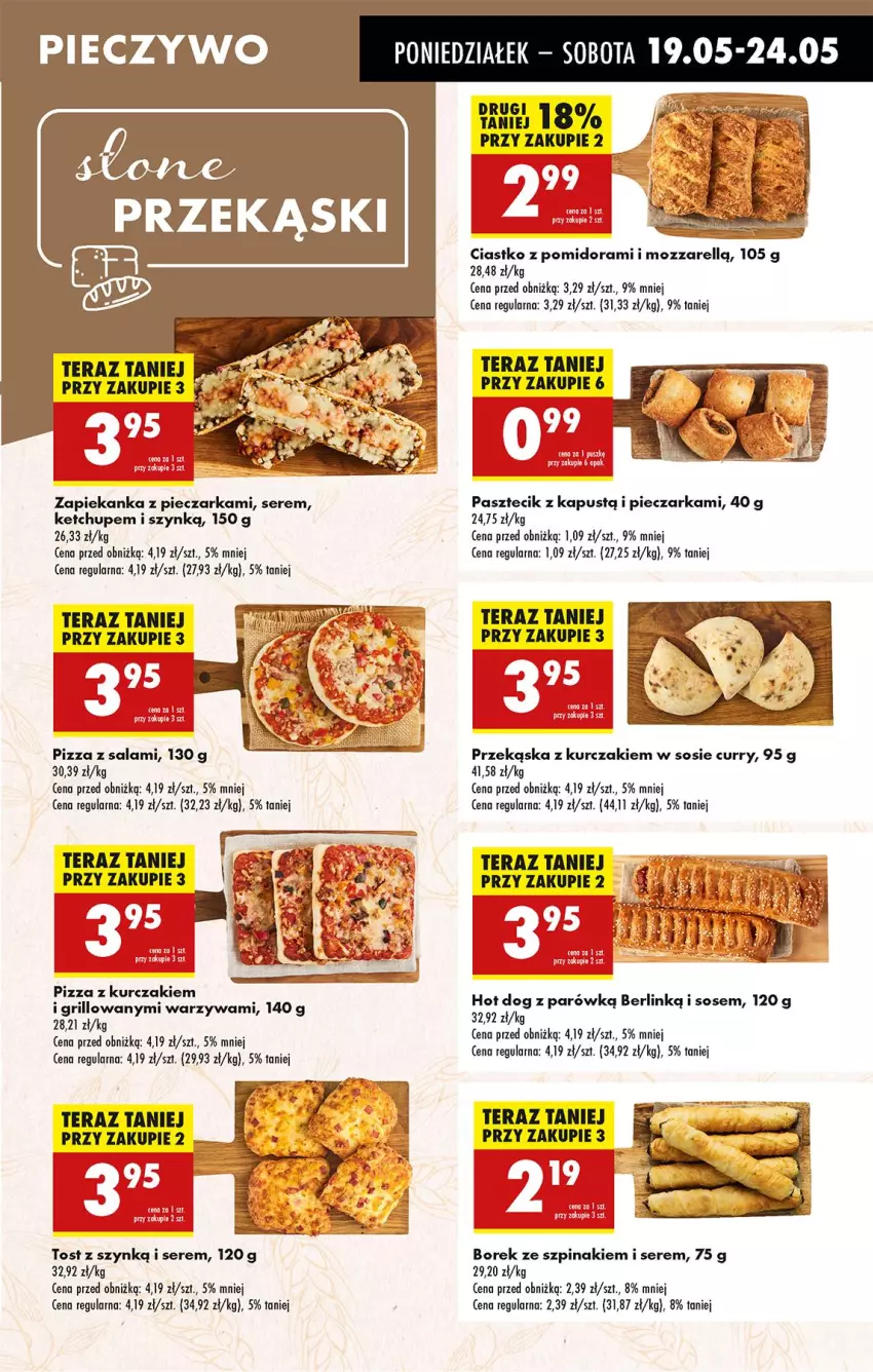 Gazetka promocyjna Biedronka - Od Poniedziałku - ważna 19.05 do 24.05.2025 - strona 31 - produkty: Grill, Hot dog, Kapustą, Ketchup, Kurczak, Piec, Pieczarka, Pizza, Salami, Ser, Sos, Szpinak, Tera, Warzywa, Zapiekanka