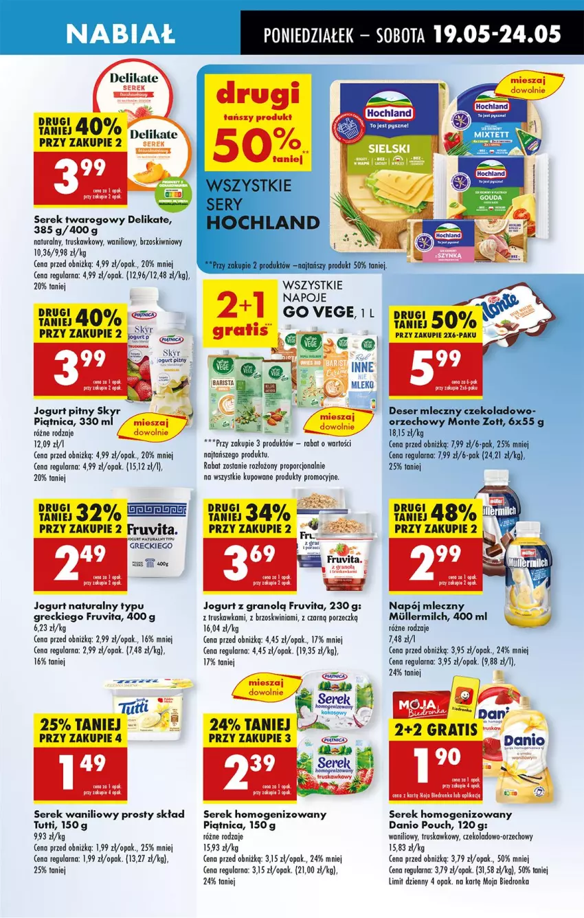 Gazetka promocyjna Biedronka - Od Poniedziałku - ważna 19.05 do 24.05.2025 - strona 35 - produkty: Danio, Gra, Hochland, Jogurt, Jogurt naturalny, Jogurt pitny, Kokos, Leon, LG, Napój, Napój mleczny, Napoje, Piątnica, Por, Ser, Serek, Serek homogenizowany, Serek twarogowy