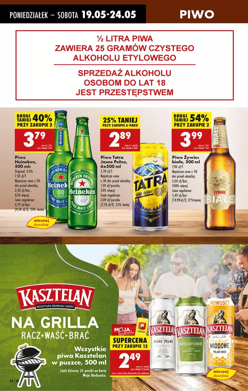 Gazetka promocyjna Biedronka - Od Poniedziałku - ważna 19.05 do 24.05.2025 - strona 48 - produkty: Fa, Gin, Heineken, Kasztelan, LG, Miód, Piwo, Tatra