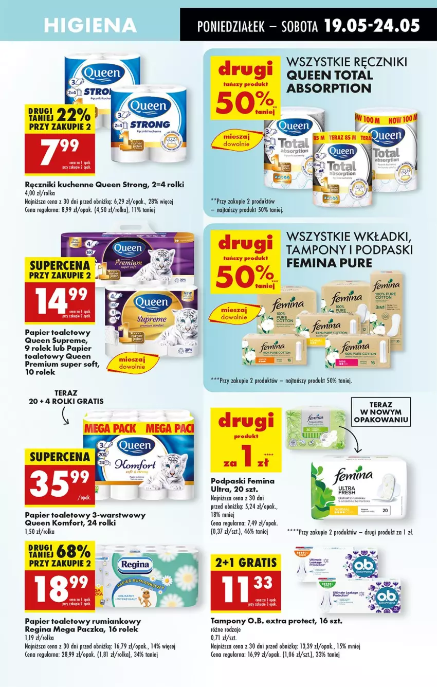 Gazetka promocyjna Biedronka - Od Poniedziałku - ważna 19.05 do 24.05.2025 - strona 53 - produkty: Gin, Gra, O.B., Papier, Papier toaletowy, Podpaski, Pur, Ręcznik, Rolki, Rum, Tampony, Tera, Wkładki
