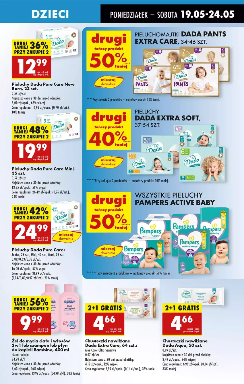Gazetka promocyjna Biedronka - Od Poniedziałku - ważna 19.05 do 24.05.2025 - strona 57 - produkty: Chusteczki, Dada, Dzieci, LG, Pieluchy, Pur, Szampon