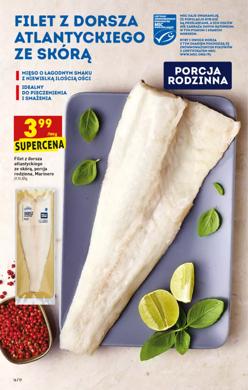 Gazetka promocyjna Biedronka - W tym tygodniu PN - ważna 22.02 do 27.02.2021 - strona 16 - produkty: Dorsz, Filet z dorsza atlantyckiego, Gra, Mięso, Owoce, Owoce morza, Piec, Por, Ryby i owoce morza