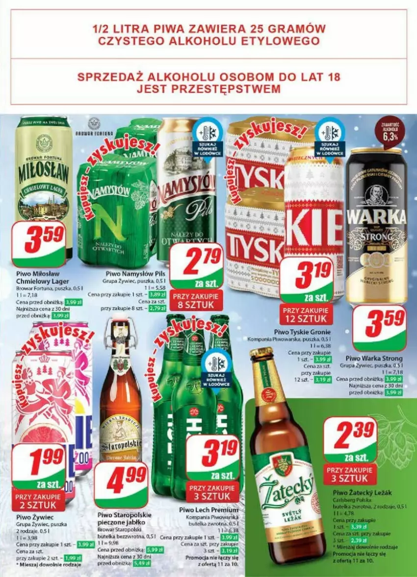 Gazetka promocyjna Dino - ważna 06.12 do 12.12.2023 - strona 11 - produkty: Fortuna, Lech Premium, Namysłów, Piec, Piwo, Tyskie, Warka