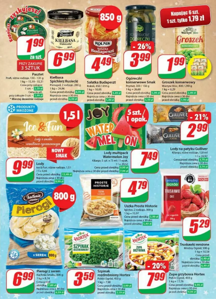 Gazetka promocyjna Dino - ważna 06.12 do 12.12.2023 - strona 3 - produkty: Groszek, Hortex, Kiełbasa, Kuchnia, Lody, Melon, Ogród, Pasztet, Pierogi, Prymat, Rolnik, Sałat, Sałatka, Ser, Spichlerz Rusiecki, Szpinak, Truskawki, Zupa