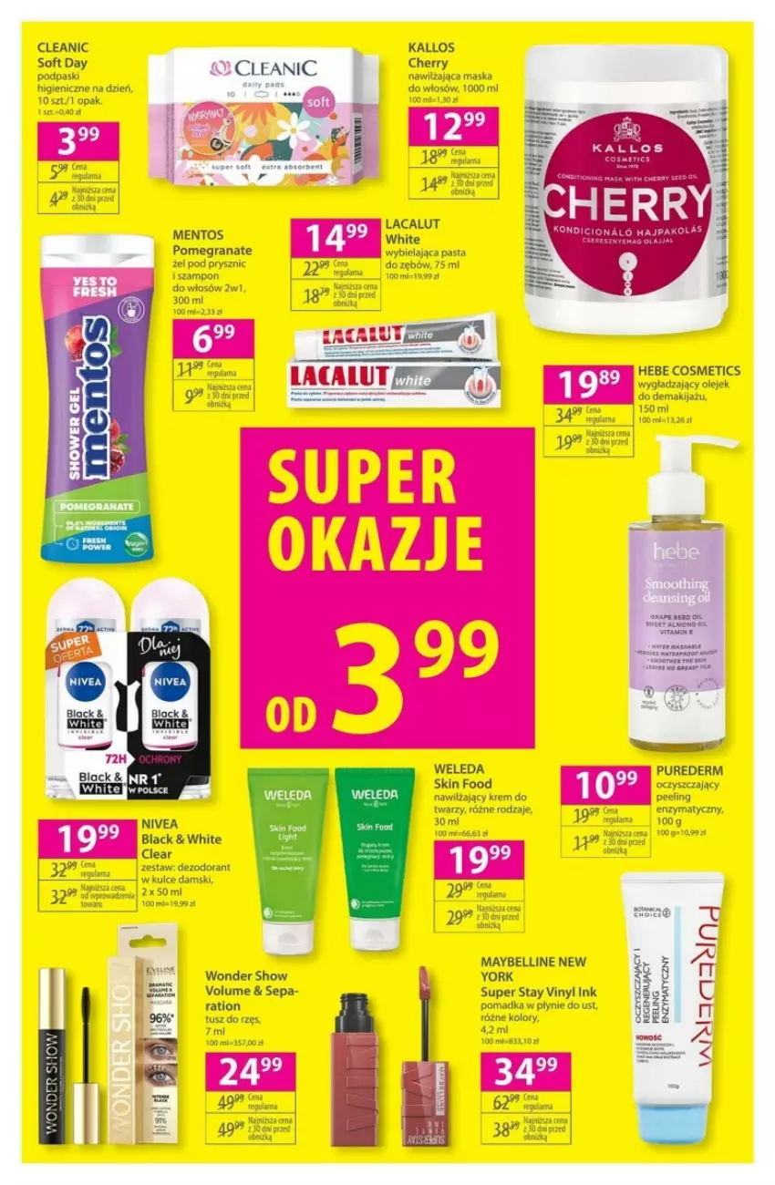 Gazetka promocyjna Hebe - ważna 17.10 do 30.10.2024 - strona 22 - produkty: Bell, Cleanic, Gra, Granat, Hebe Cosmetics, Kallos, Maska, Maybelline, Mentos, Peeling, Pur, Szampon, Tusz, Weleda