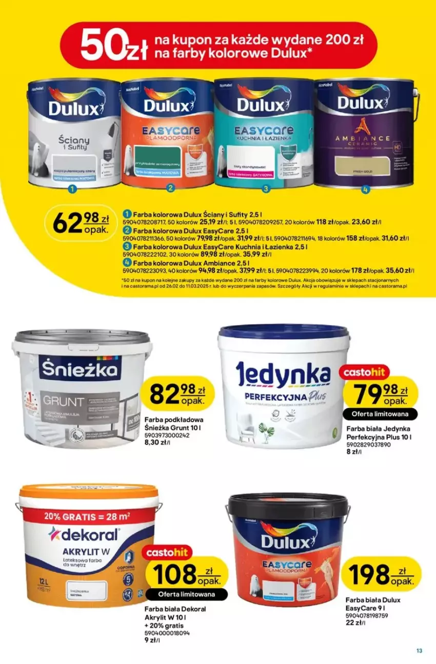 Gazetka promocyjna Castorama - ważna 26.02 do 11.03.2025 - strona 5 - produkty: Dekoral, Dulux, Fa, Gra, Grunt, Kuchnia, LG, Podkład, Rama, Torba