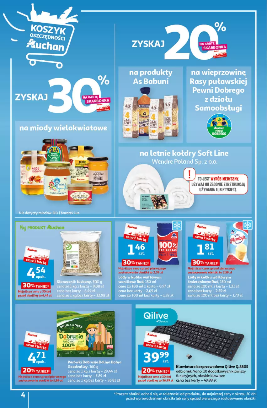Gazetka promocyjna Auchan - Gazetka Korzyści na lato Hipermarket Auchan - ważna 29.06 do 05.07.2023 - strona 4 - produkty: Klawiatura, Miód