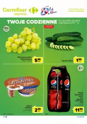 Gazetka promocyjna Carrefour - Gazetka Express - Gazetka - ważna od 24.10 do 24.10.2022 - strona 2 - produkty: 7up, Jogurt, Ogórek, Mirinda, Pepsi, Winogrona, Napój gazowany, Fanta, Wino, Napój, Fa
