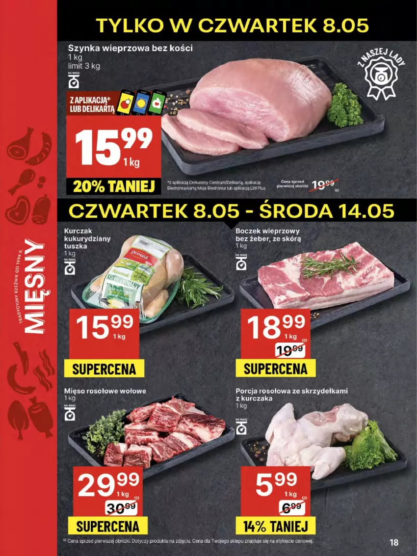 Gazetka promocyjna Delikatesy Centrum - Franczyza DC19 Czwartek - ważna 08.05 do 14.05.2025 - strona 18 - produkty: Boczek, Boczek wieprzowy, Kurczak, Por, Szynka, Szynka wieprzowa