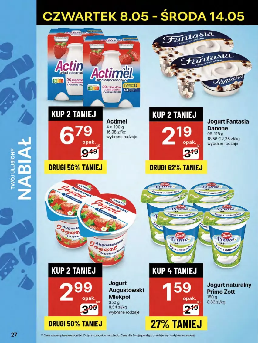 Gazetka promocyjna Delikatesy Centrum - Franczyza DC19 Czwartek - ważna 08.05 do 14.05.2025 - strona 27 - produkty: Actimel, Danone, Fa, Fanta, Jogurt, Jogurt naturalny, Zott