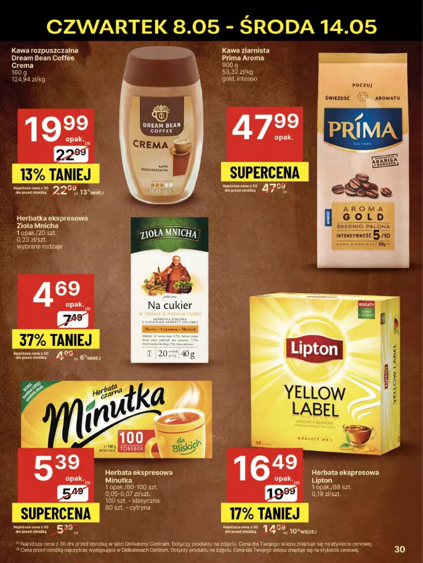 Gazetka promocyjna Delikatesy Centrum - Franczyza DC19 Czwartek - ważna 08.05 do 14.05.2025 - strona 30 - produkty: Cukier, Herbata, Kawa, Kawa rozpuszczalna, Kawa ziarnista, Prima, Rum