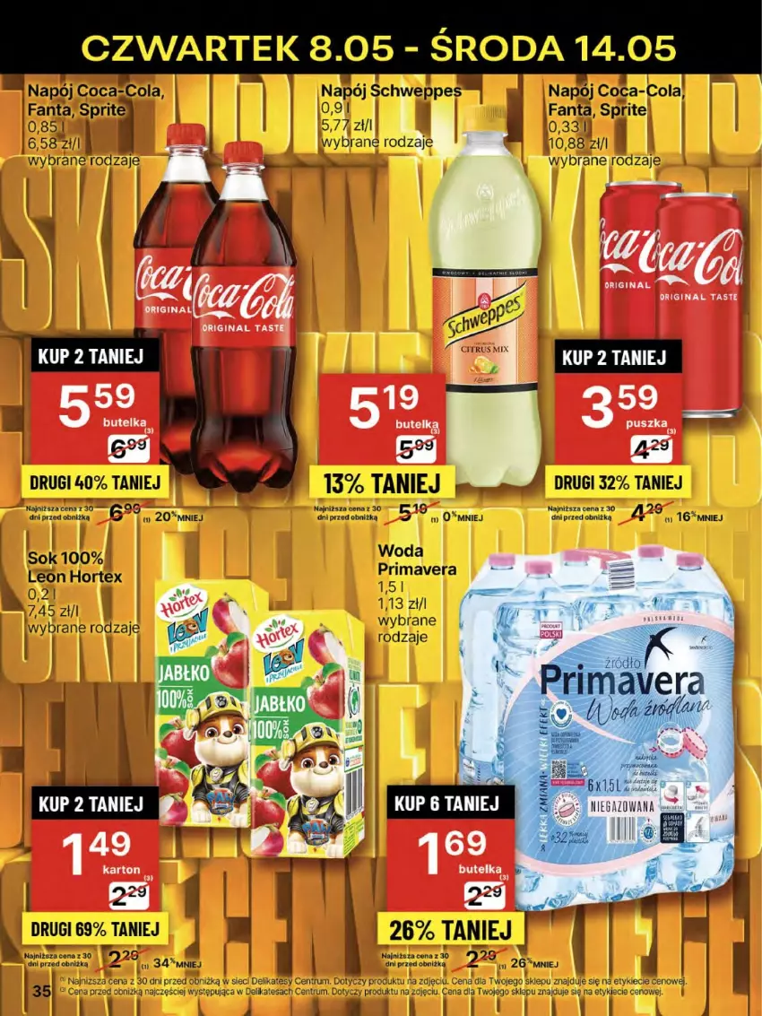 Gazetka promocyjna Delikatesy Centrum - Franczyza DC19 Czwartek - ważna 08.05 do 14.05.2025 - strona 35 - produkty: Fa, Fanta, Gin, Hortex, Leon, Napój, Prima, Primavera, Rum, Sok