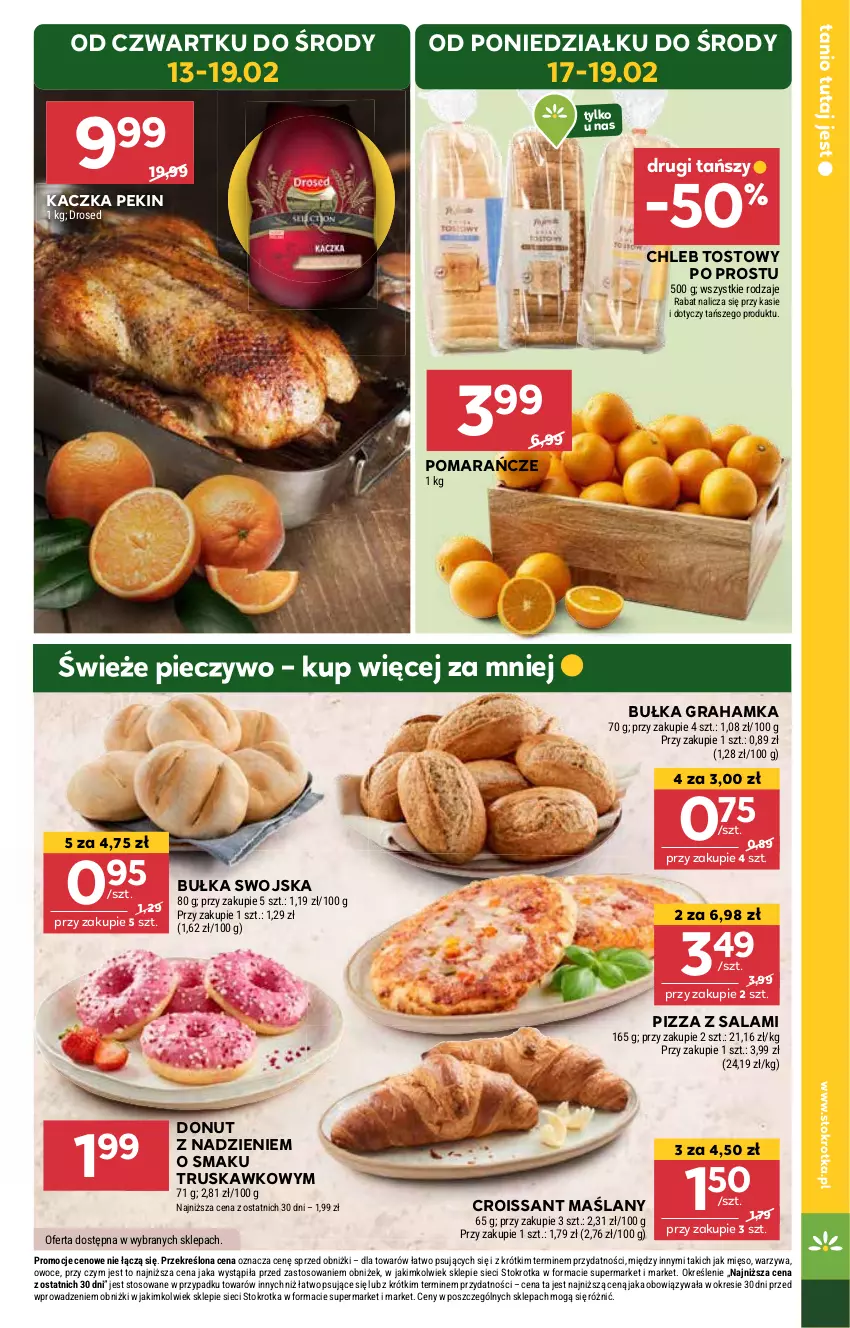 Gazetka promocyjna Stokrotka - Market Opole/Radom - ważna 13.02 do 19.02.2025 - strona 5 - produkty: Bułka, Bułka grahamka, Chleb, Chleb tostowy, Croissant, Donut, Gra, Kaczka, Mięso, Owoce, Piec, Pieczywo, Pizza, Pomarańcze, Salami, Warzywa