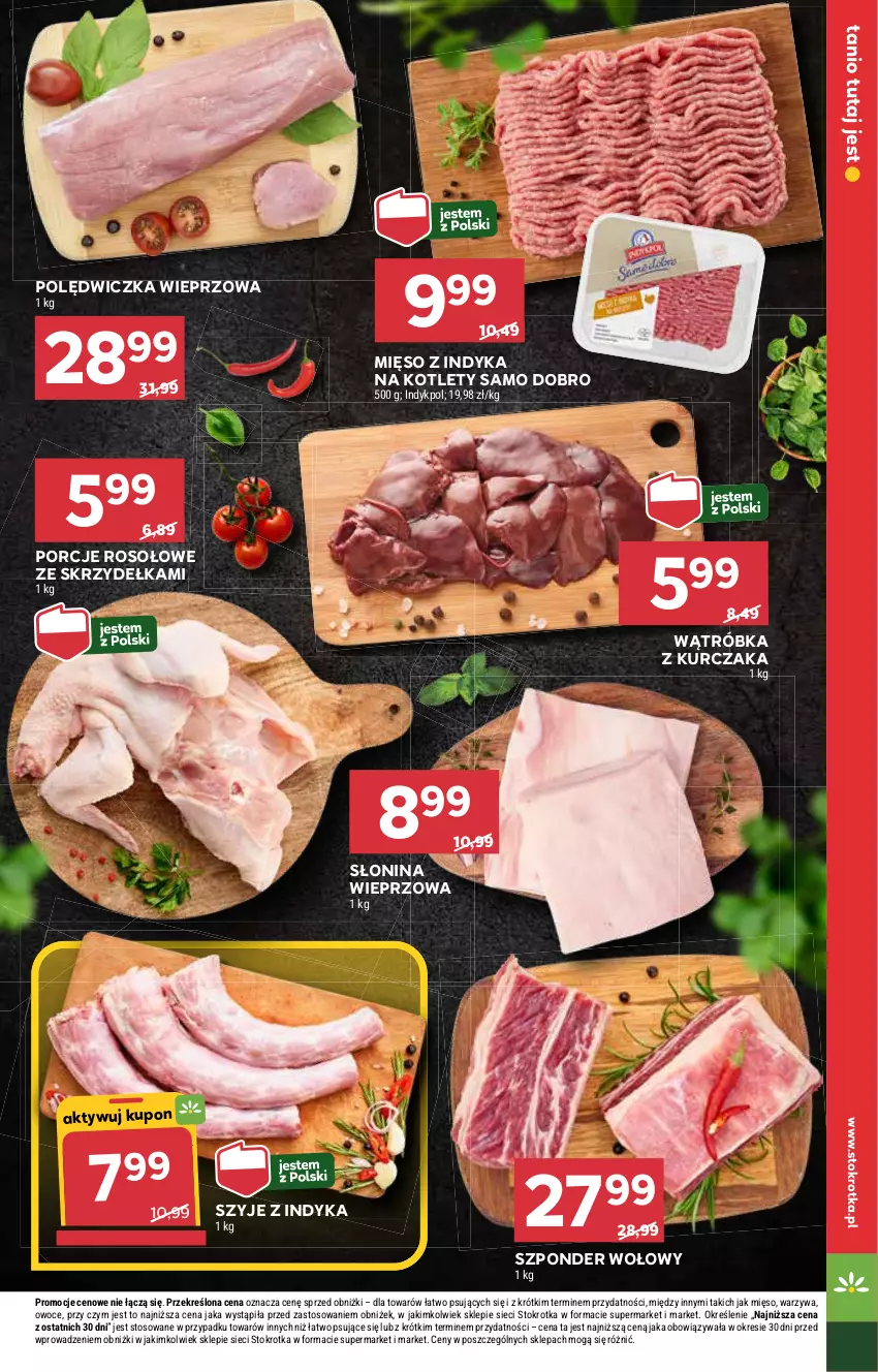 Gazetka promocyjna Stokrotka - Market Opole/Radom - ważna 13.02 do 19.02.2025 - strona 7 - produkty: Kotlet, Kurczak, Mięso, Mięso z indyka, Owoce, Polędwiczka wieprzowa, Por, Szponder wołowy, Warzywa