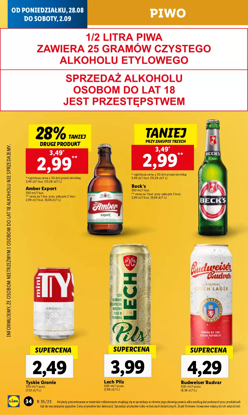 Gazetka promocyjna Lidl - GAZETKA - ważna 28.08 do 02.09.2023 - strona 48 - produkty: Piwo, Por, Ser, Tyskie