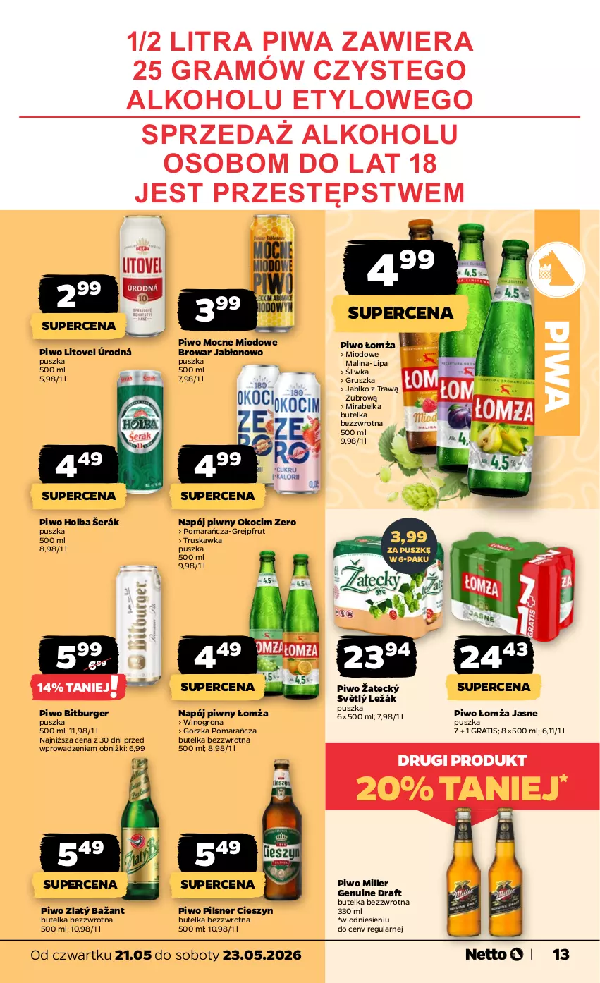 Gazetka promocyjna Netto - Od Czwartku - ważna 21.05 do 23.05.2026 - strona 13 - produkty: Burger, Gra, Grejpfrut, Koc, Napój, Okocim, Piwa, Piwo, Wino, Winogrona