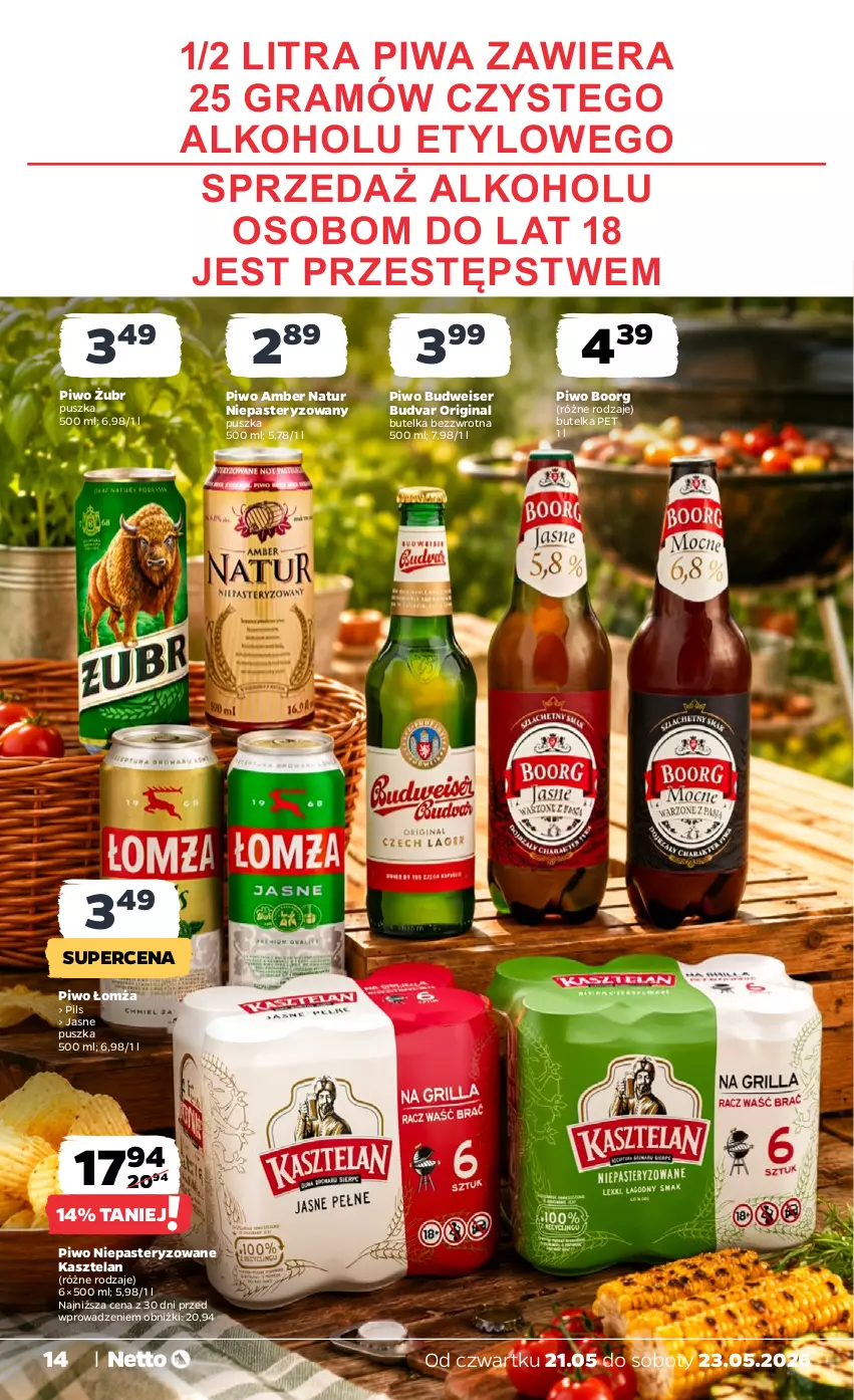 Gazetka promocyjna Netto - Od Czwartku - ważna 21.05 do 23.05.2026 - strona 14 - produkty: Gin, Gra, Kasztelan, Piwa, Piwo, Ser