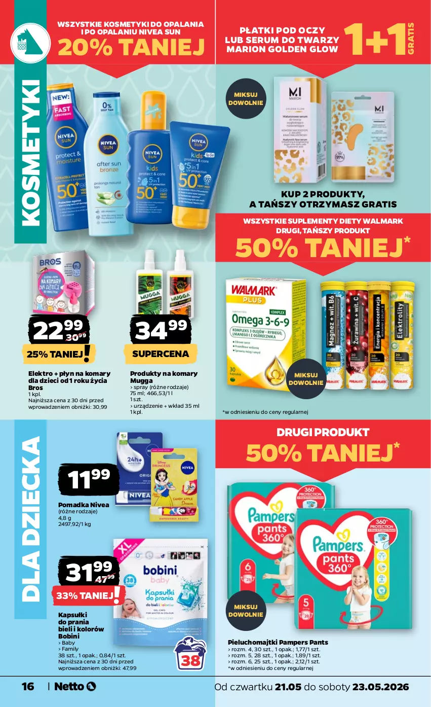 Gazetka promocyjna Netto - Od Czwartku - ważna 21.05 do 23.05.2026 - strona 16 - produkty: Dzieci, Fa, Gra, Kapsułki do prania, Majtki, Nivea, Pampers, Pieluchomajtki, Rum, Ser, Serum, Serum do twarzy, Walmark