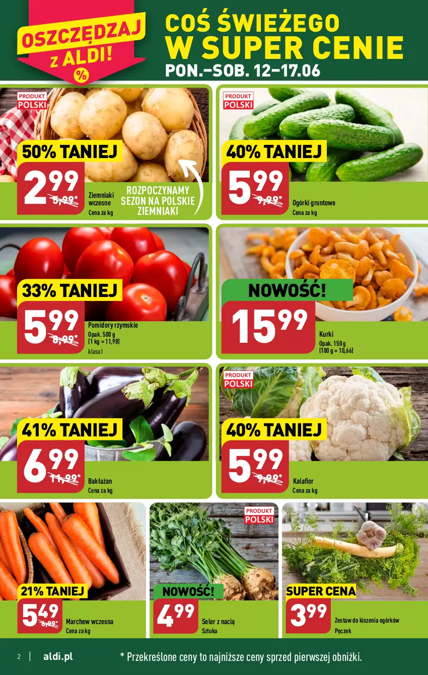 Gazetka promocyjna Aldi - Pełen katalog od 12.06 - ważna 12.06 do 17.06.2023 - strona 2 - produkty: Grunt, Kalafior, Pomidory, Ziemniaki