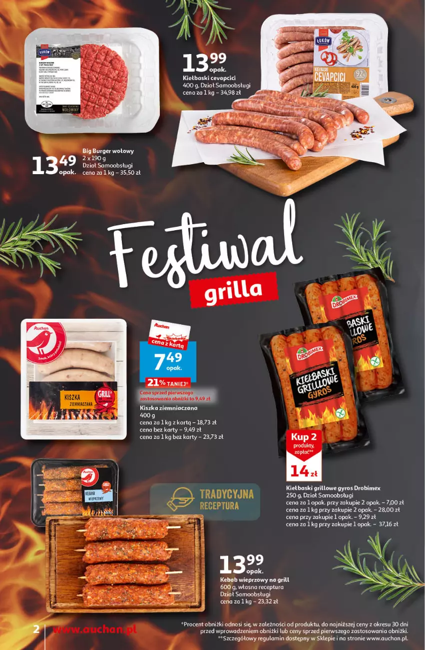 Gazetka promocyjna Auchan - Gazetka TANIE zakupy Supermarket Auchan - ważna 17.08 do 23.08.2023 - strona 2 - produkty: Burger, Drobimex, Fa, Grill, Gyros, Por