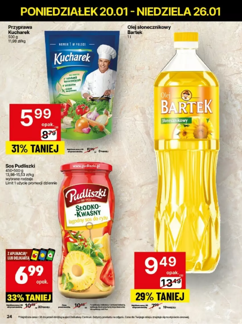 Gazetka promocyjna Delikatesy Centrum - ważna 20.01 do 26.01.2025 - strona 17 - produkty: Acana, Bartek, Kucharek, Olej, Olej słonecznikowy, Pudliszki, Rum, Sos