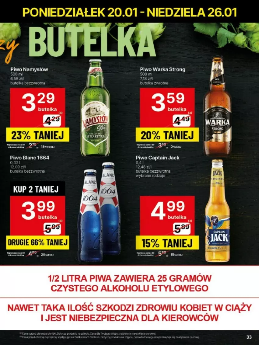 Gazetka promocyjna Delikatesy Centrum - ważna 20.01 do 26.01.2025 - strona 27 - produkty: Captain Jack, Gra, Namysłów, Piec, Piwa, Piwo, Warka