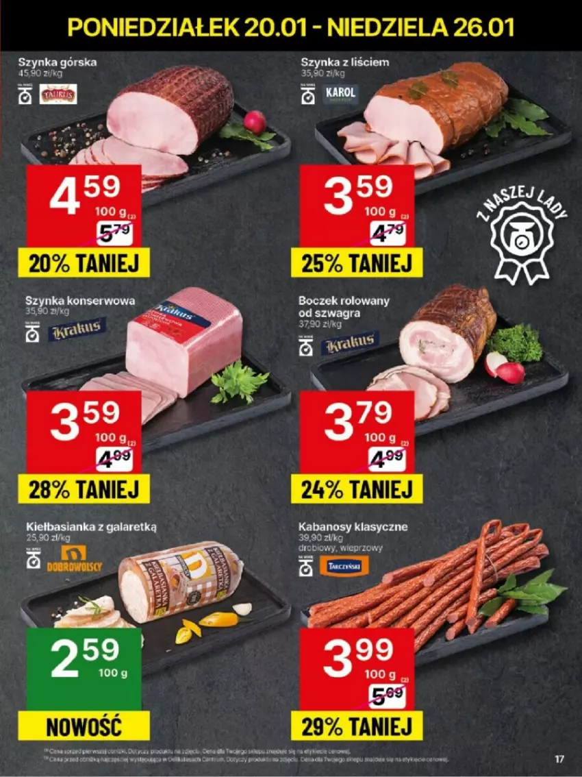 Gazetka promocyjna Delikatesy Centrum - ważna 20.01 do 26.01.2025 - strona 9 - produkty: Gala, Kabanos, Ser, Szynka