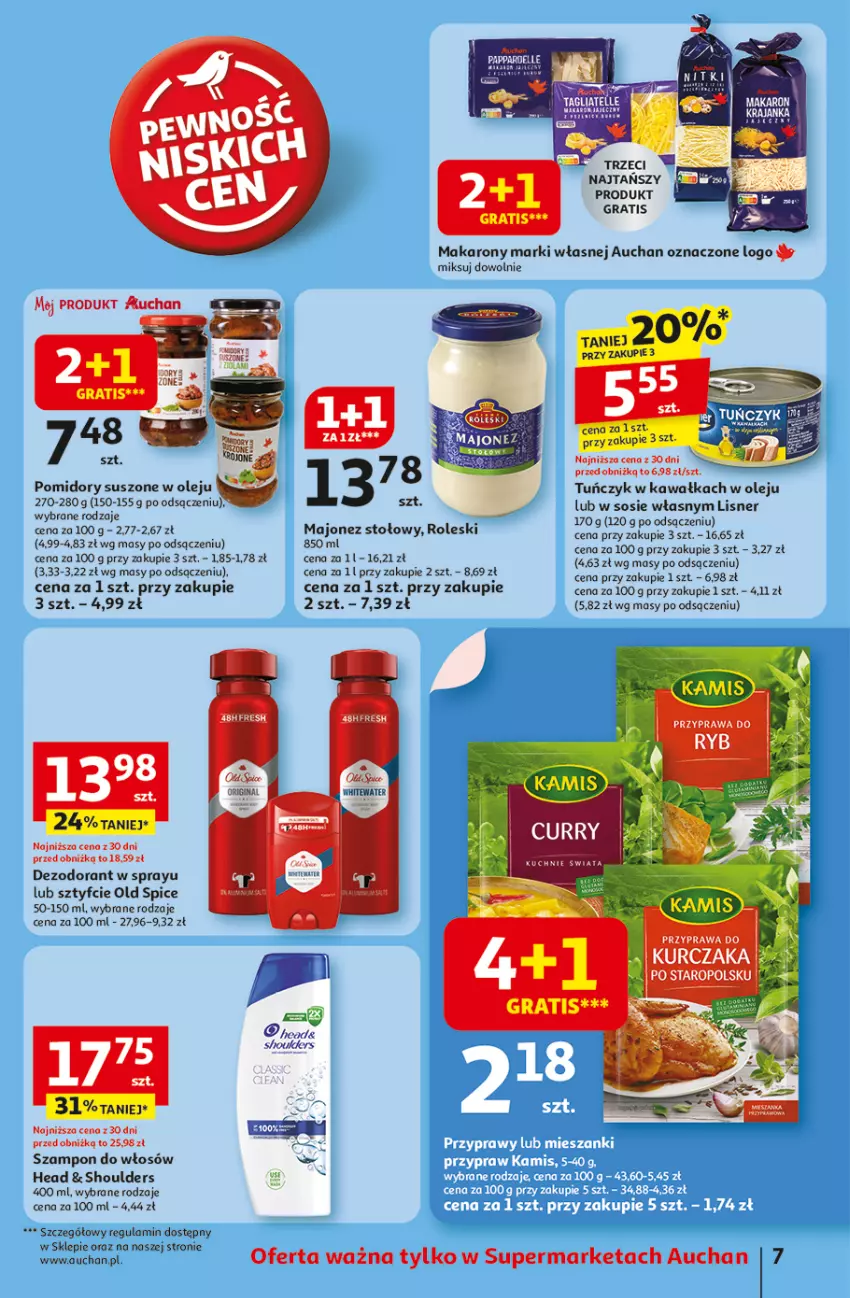 Gazetka promocyjna Auchan - Pewność niskich cen Supermarket - ważna 06.11 do 12.11.2025 - strona 7 - produkty: Dezodorant, Gra, Kawa, Lisner, Majonez, Makaron, Old Spice, Olej, Pomidory, Sos, Szampon, Tuńczyk