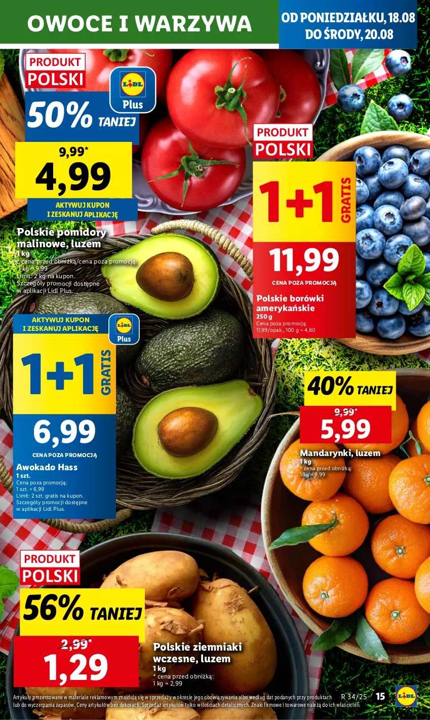 Gazetka promocyjna Lidl - GAZETKA - ważna 18.08 do 20.08.2025 - strona 19 - produkty: Gra, Mandarynki, Owoce, Pomidory, Warzywa, Ziemniaki