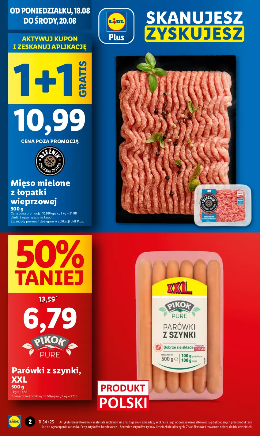 Gazetka promocyjna Lidl - GAZETKA - ważna 18.08 do 20.08.2025 - strona 2 - produkty: Gra, Mięso, Mięso mielone, Mięso mielone z łopatki wieprzowej, Parówki, Parówki z szynki