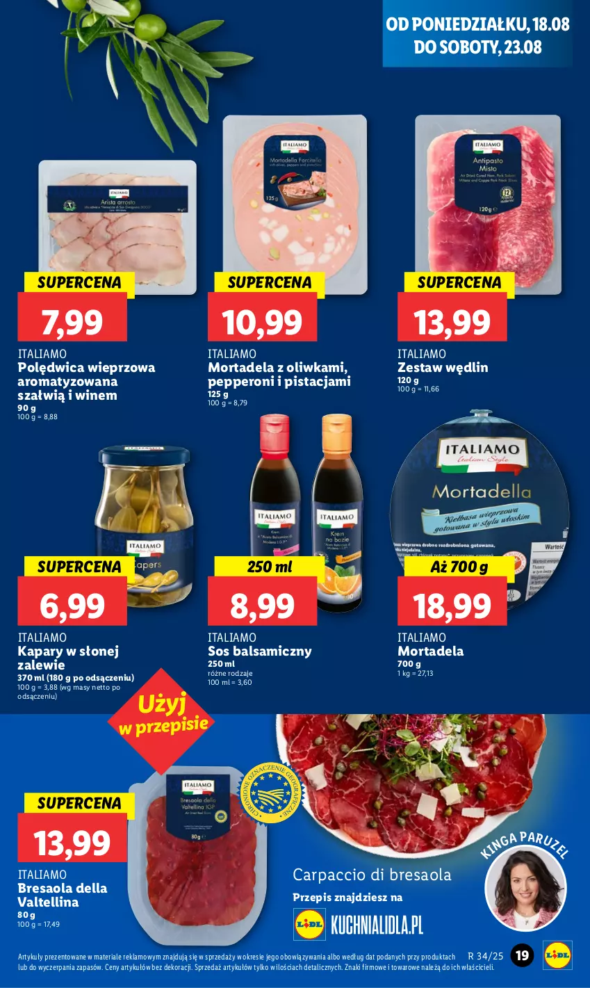 Gazetka promocyjna Lidl - GAZETKA - ważna 18.08 do 20.08.2025 - strona 23 - produkty: Bresaola, Carpaccio, Dell, Kapary, Polędwica, Sos